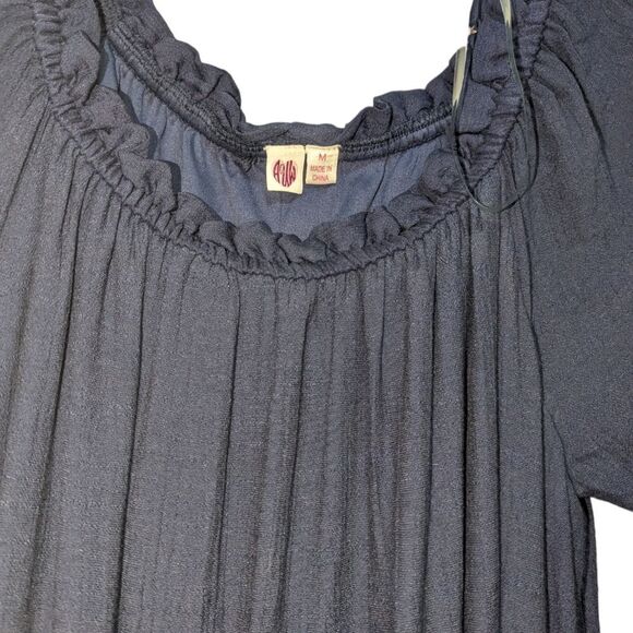 🛍️ BLUE LACE SHEER PEASANT LONG SLEEVED KNEE LENGTH DRESS SIZE MEDIUM - Picture 2 of 2